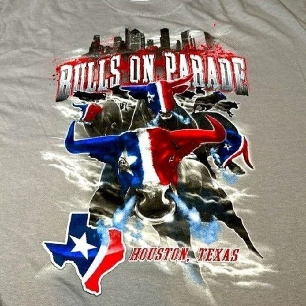 Bulls on Parade Houston Texans Tee size Large NWOT Grey Short Sleeve Tee - Picture 8 of 12